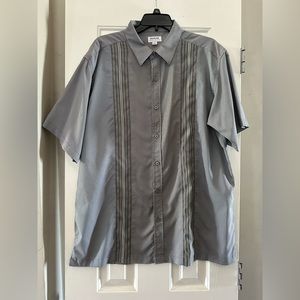 Mens Haggar Cool 18 TEC Gray Short Sleeve Button Shirt Size Large